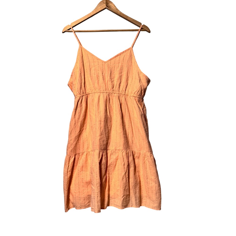 SO Goods For Life Orange Metallic Pinstripe Flounce Hem Cami Dress XXL New